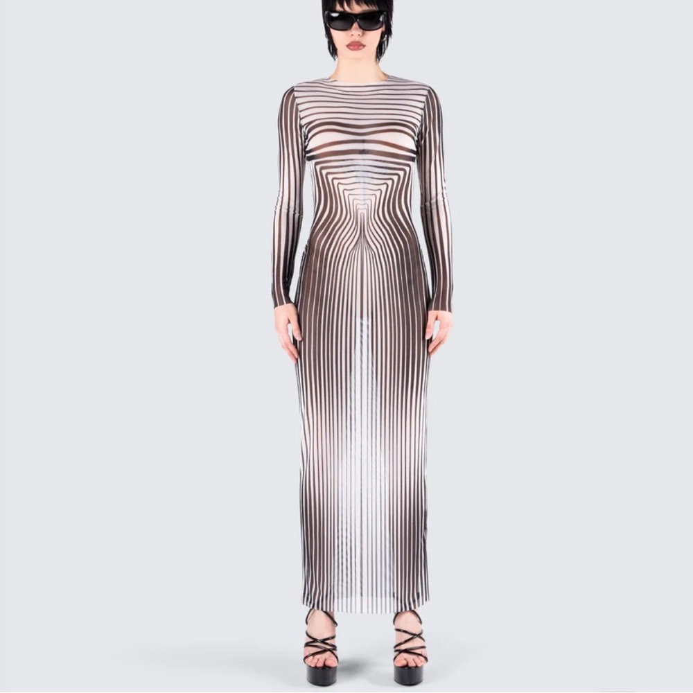 Amina Multi Illusion Print Dress